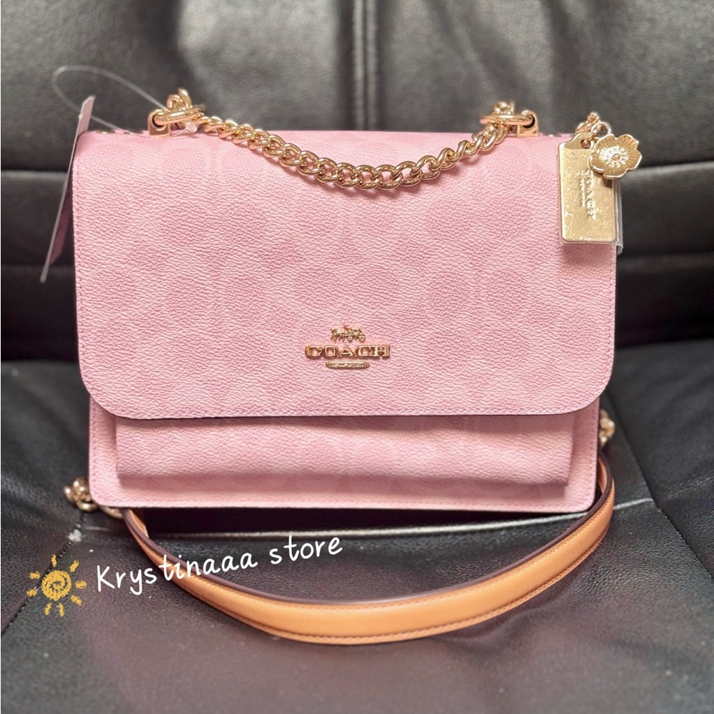 NWT Coach Klare Crossbody Bag in Signature Canvas Charms Gold/Powder Pink CEL11